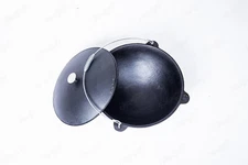 Traditional Kazan Qazon Wooden or Iron Lid Pilaf Plov Lagman Cast Iron 15L-4Gal