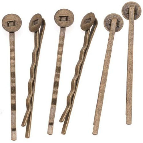 Bobby Pin Blanks Antiqued Bronze Hair Pins DIY Accessories with Pads 25/50/100 - Picture 1 of 1
