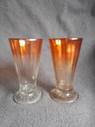 Vintage Set Of 2 7" Carnival Glass Marigold Ribbed Glass Seam Paneled Vases