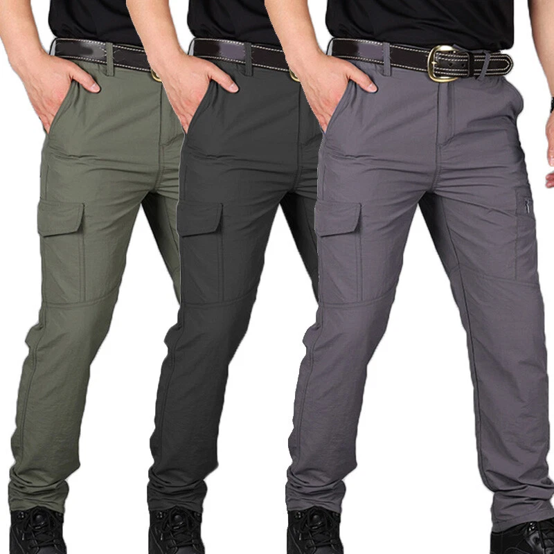 Mens Cargo Combat Work Trousers Chino Cotton 6 pocket full Pant size M-4XL