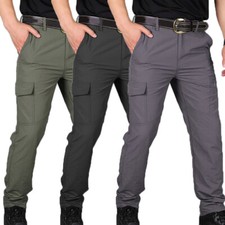 Mens Cargo Combat Work Trousers Chino Cotton 6 pocket full Pant size M-4XL