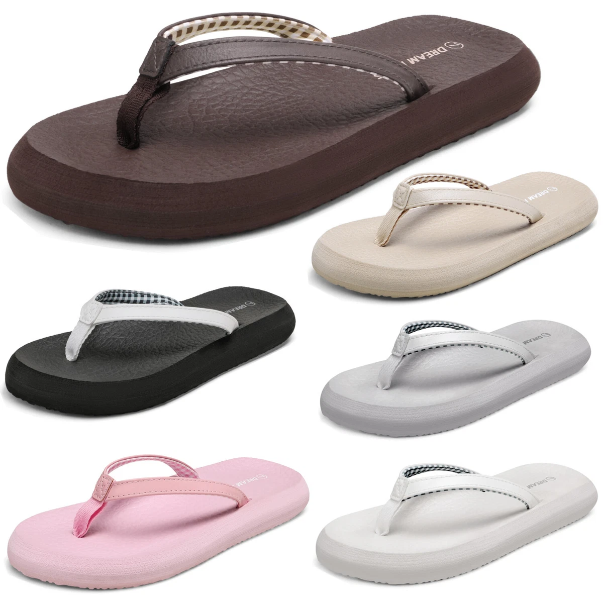 Womens Flip Flops Arch Support Soft Cushion Lightweight Beach Sandals Size  5-12