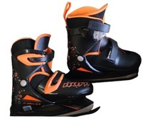 Lake Placid-Nitro Kids Adjustable Ice Skates - Black/ Orange - Size 11-13