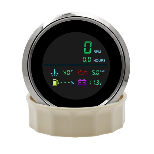 Misuratore LCD 85 mm tachimetro temperatura olio pressione carburante misuratore voltmetro - Foto 7 di 11