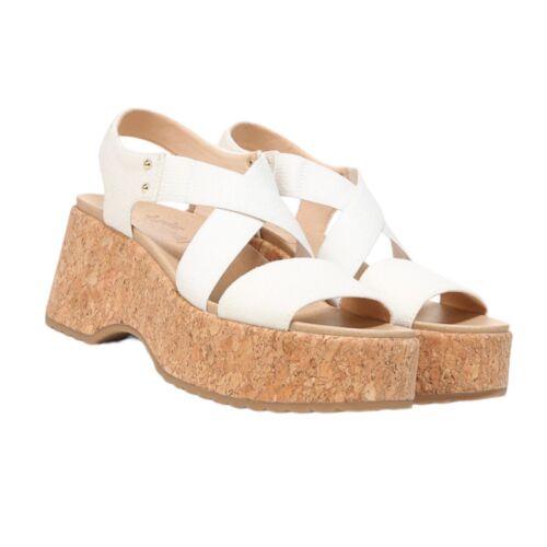 Dr. Scholl's Chunky Strappy Sandals Sz 6.5 M White Cork Platform Wedge Dottie - Picture 2 of 15