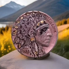 Hobo Nickel coin hand carved  hobo by J&M Tarantula Hobo nickel as Geronimo