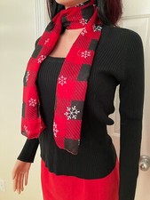 Women's Festive Snowflake Scarf With Glitter Accent Christmas Theme 11" x 60"