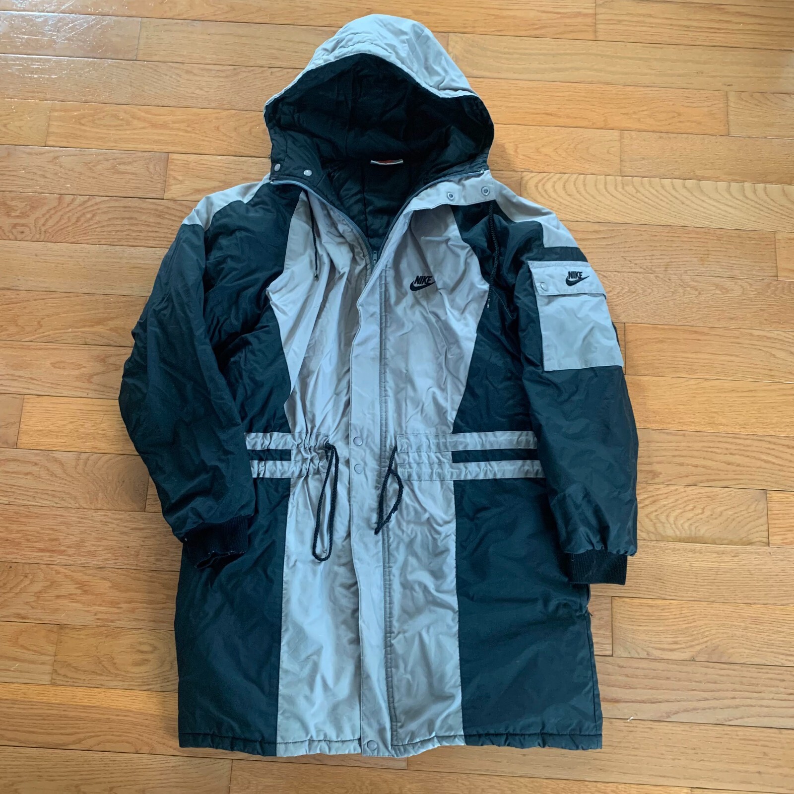 SACAI X NIKE Cappotto giacca parka trench lungo Nike vintage anni 90 uomo L marrone chiaro nero