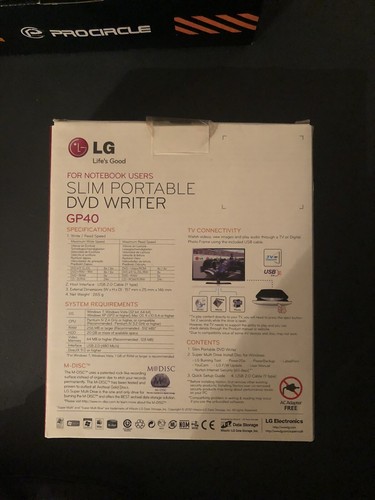 LG Slim Portable DVD Writer GP40 USB External For Notebook Users - Picture 3 of 5