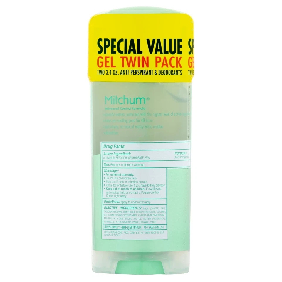 Twin Pack Mitchum Mujeres Triple Defensa Antitranspirante Desodorante Gel 3.4 OZ Foto 2 de 3