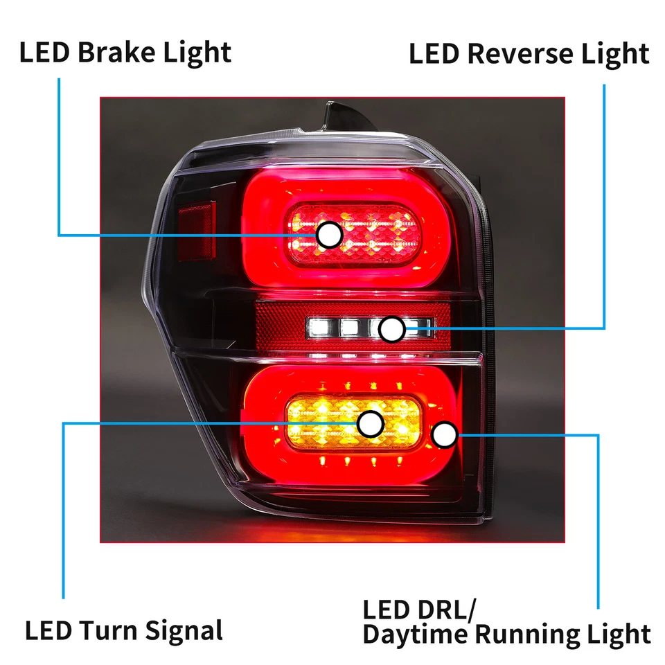 Luces traseras LED negras de tubo 10-23 para Toyota 4Runner 2010-2023 2020 Foto 2 de 4