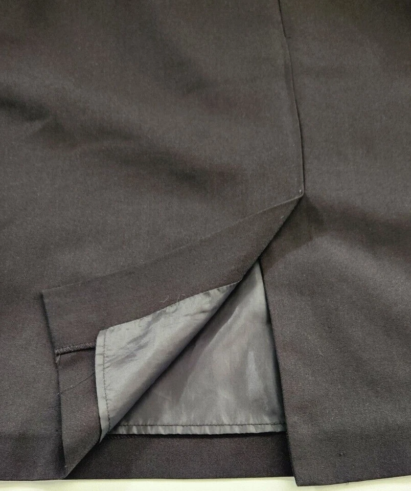 Allison Morgan Woman Black Midi Skirt Zip Back Slit Size 14 Business Casual - Image 3 of 4