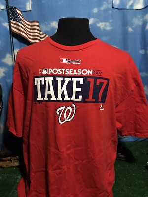 Washington Nationals Shirt post season 2017 take 17 majestic red T-shirt 2XL c2