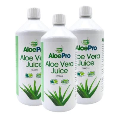 AloePro Pure High Strength Aloe Vera Juice - 3 x 1000ml TRIPLE PACK