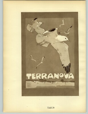 1926 Ludwig Hohlwein Munchen Terranova Sea Gulls Smoking Boston Terrier Poster