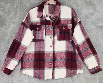 Dorose Flannel Jacket Womens Large Multicolored Button Up Long Sleeve Shacket