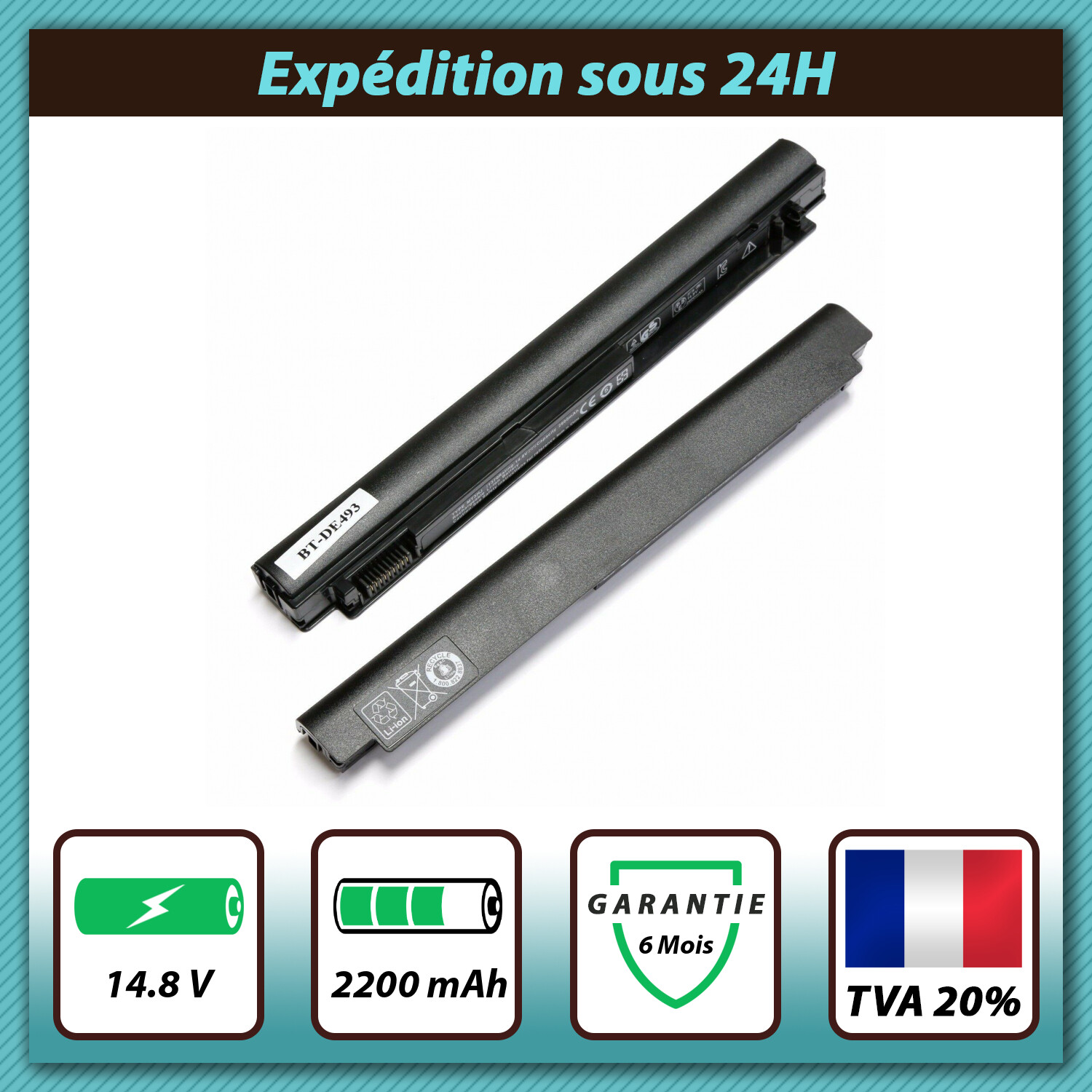 Batterie Dell Inspiron 13Z de 14.8V avec cellules Lithium-Ion stables de 2200mah