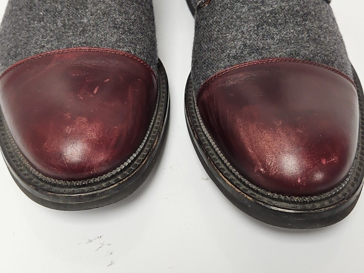 TAFT The Jack Cap Toe Boot In Grey/Oxblood Wool/Leather Men\'s Size 12 Taft Men main image 4