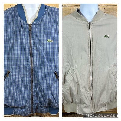 Lacoste Devanlay Mens Reversible Bomber Jacket Khaki Tan Blue