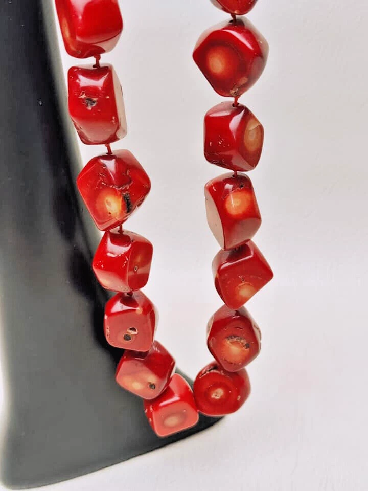 Collana perle rosse pesanti naturali? Corallo 153 gr. Chiusura in argento gro... - Immagine 4 di 4