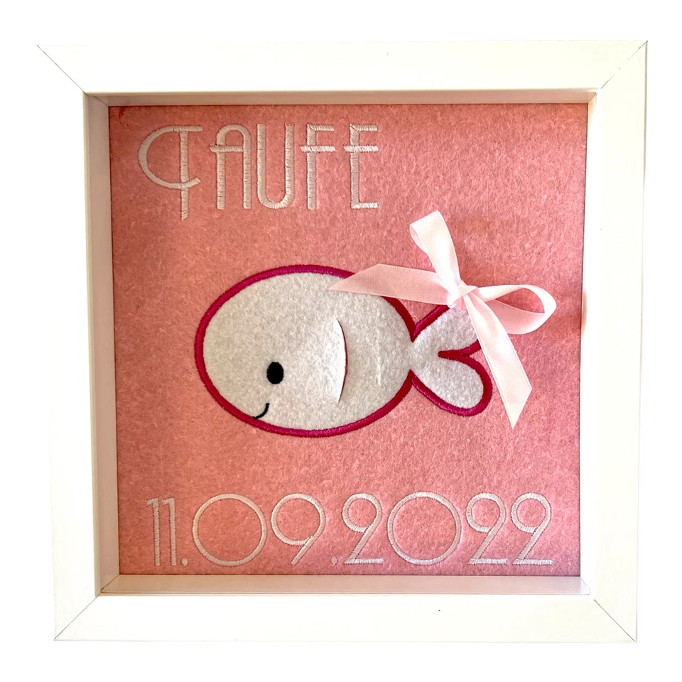 Bilderrahmen zur Taufe als Geldgeschenk, personalisierbar, Fisch - Bild 4 von 4