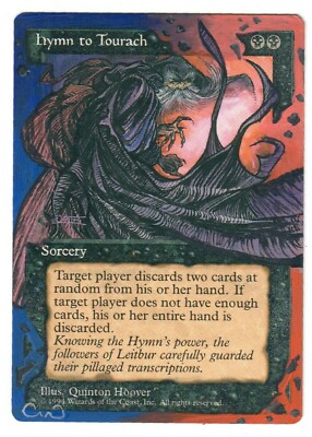 Hymn to Tourach Altered Full Art MTG Magic Legacy Old School Black 93 94 Discard