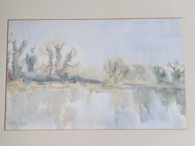 XX C Original Aquarell & Waschgemälde signiert von Polly Fuller Landschaft