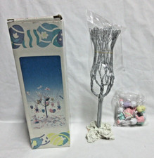 NEW Vintage Easter Tree With 12 Wooden hand painted Ornaments Bows w/box TAIWAN