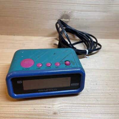 Vintage Spartacus Travel Alarm Clock Model 1278 Retro Teal Pink