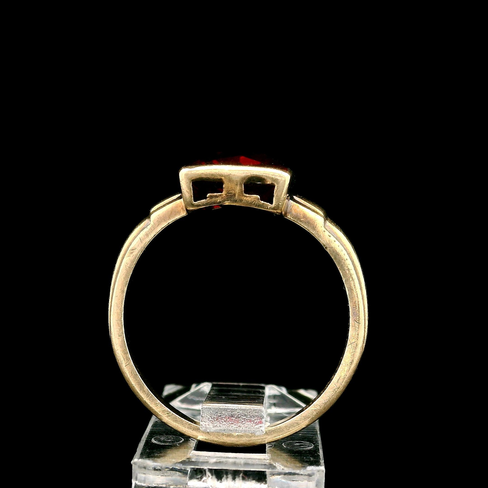 Antique 10k Yellow Gold Rectangular Synthetic Rub… - image 7