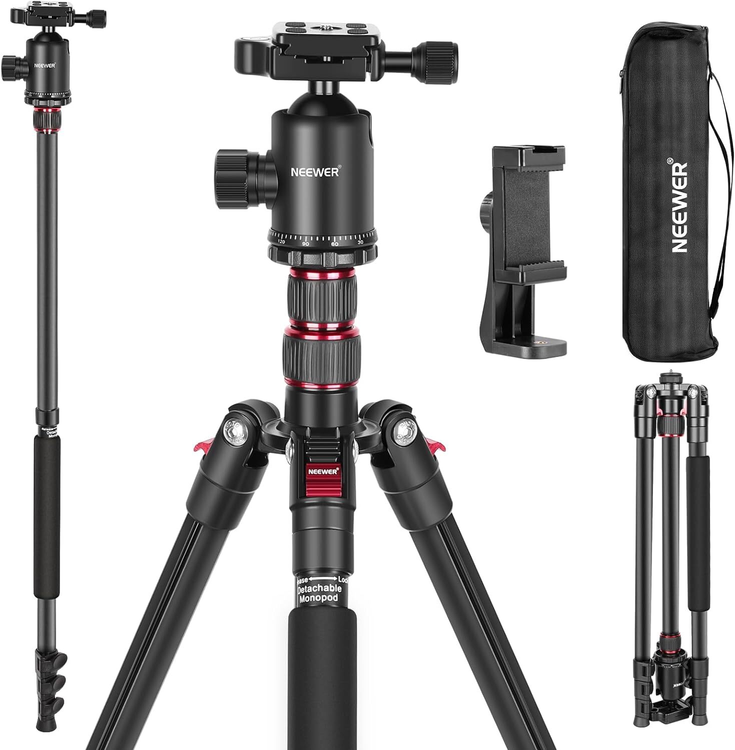 NEEWER 197cm Treppiede Monopiede per Fotocamera DSLR, Telefono + Testa Sfera...
