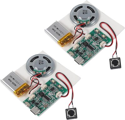 2Pcs Press-Button 16MB MP3 Recordable PCB Sound Module with speaker talking