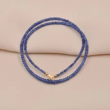 Natural Blue Tanzanite Smooth Rondelle Gemstone Beads Men & Women Necklace 18''