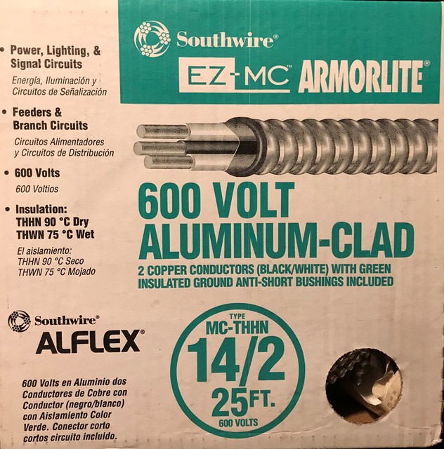 Southwire Armorlite 25ft 142 Aluminum Clad EZ MC Cable eBay