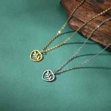 Leaves Round Pendant Necklace Women Girl Stainless Steel Choker Bohemian Jewelry