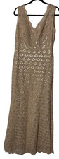 NEW Jade Couture Ball Gown Shawl 14 Beige Gold Lace Sequins Mother of Bride 7649