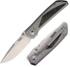 Pena Knives Mula Folding Knife 3.25 M390 Steel Blade Titanium/CF/Damastel Handle