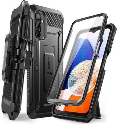 SUPCASE UB Pro Hülle für Samsung Galaxy A14 Displayschutz und Gürtelclip Schwarz