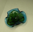 Art Glass Blue & Green Ashtray Small Dish Murano Style — photo 3