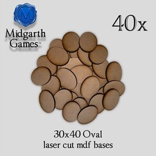 40x Oval 30x40mm MDF Bases Miniature Warhammer Laser Cut 40K FREE SHIPPING