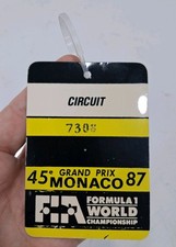 1987 Monaco Grand Prix Dick Barbour Circuit Pit Pass Badge Fia Formula 1 F1 Vip