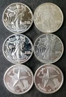 Lot of Six 1/2oz Silver Rounds