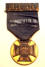 JUNIO 1915-G.A.R. CUERPO DE ALIVIO DE MUJER - 1883 - MEDALLA CINTA DELEGADA - MANSFIELD, OHIO