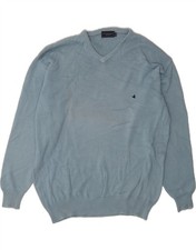 BROOKSFIELD Mens V-Neck Jumper Sweater IT 52 Large Blue PC02