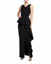 Chiara Boni La Petite Robe Sonky Peplum Gown Black Dress 38 Sz 2 NWT 995