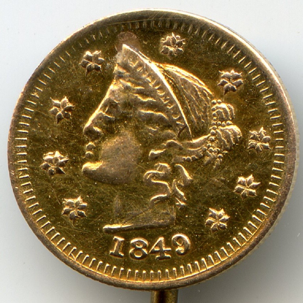 GOLD - 1849 $1 British Columbia / California Gold / Greene 320 / Stickpin