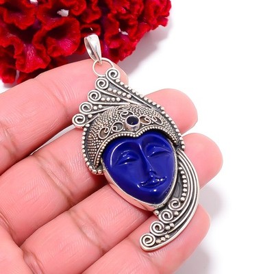 Goddess Lapis Lazuli 925 Silver Goddess Pendant 2.73'' P1017396415
