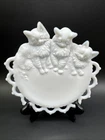 Vintage Westmoreland White Milkglass Cat Kitten Lace Edge Wall Plate Cottagecore