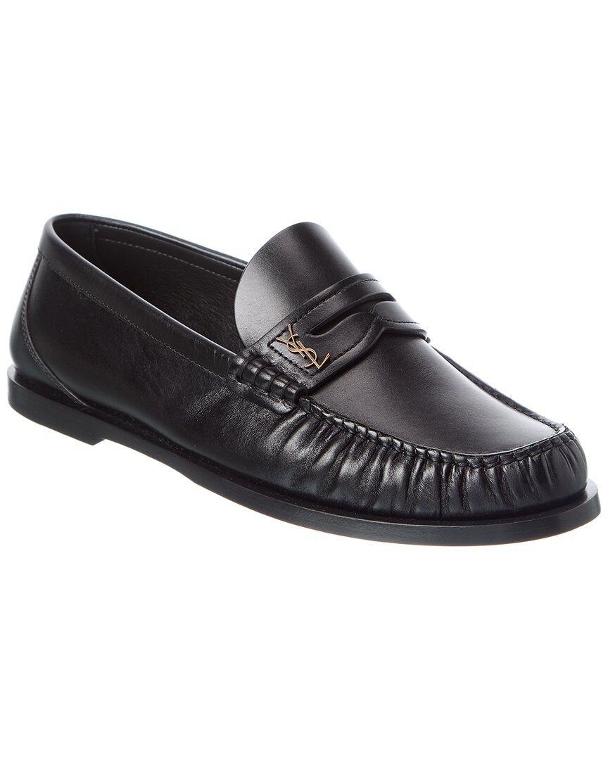 Saint Laurent Cassandre Leather Loafer Womens Black 36 136690₽