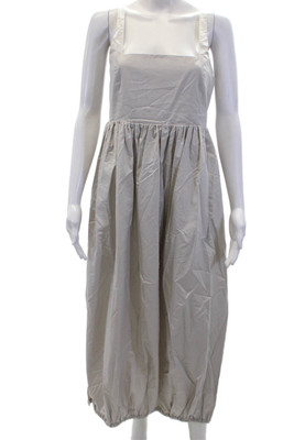 Tibi Womens Eco Poplin Square Neck Sculpted Dress - Stone Size 4